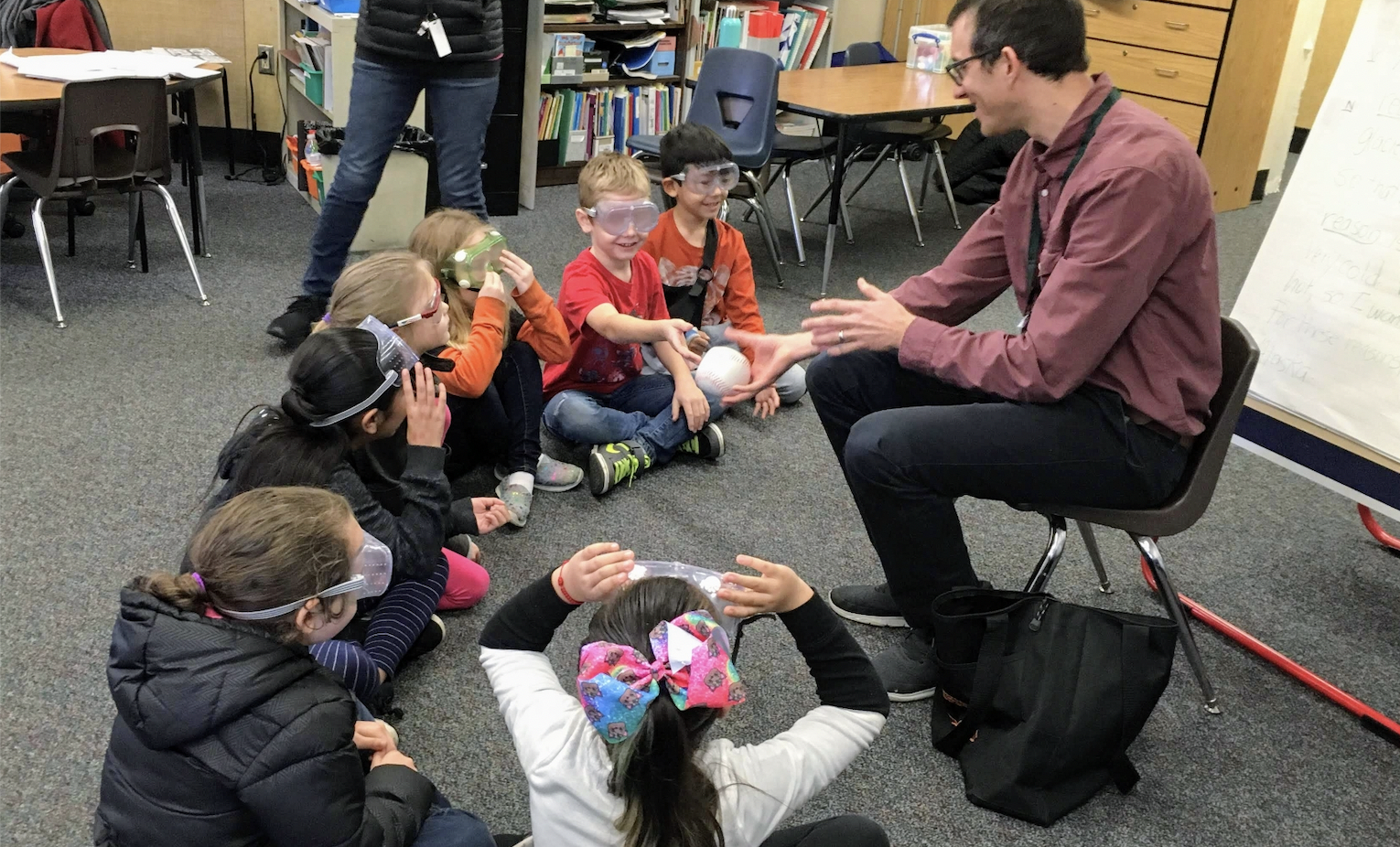 elementary students listening to brain talk