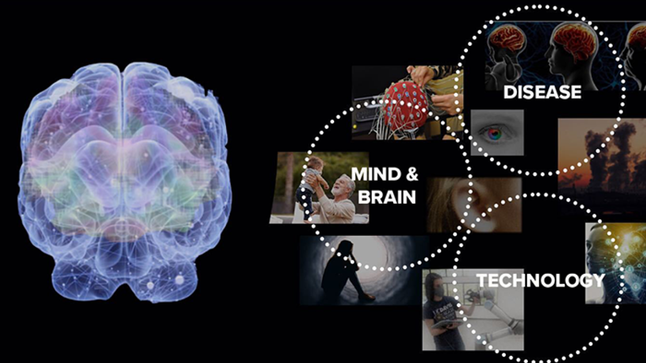Mind and brain, disease and technology collage