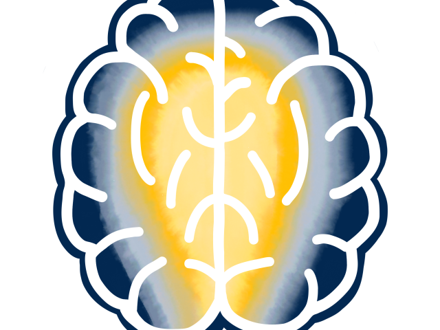 Brain outline over illuminated background