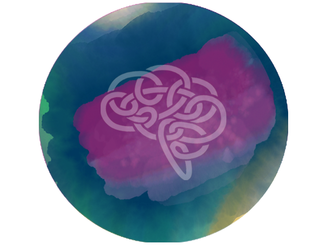 Brain over watercolor brush marks