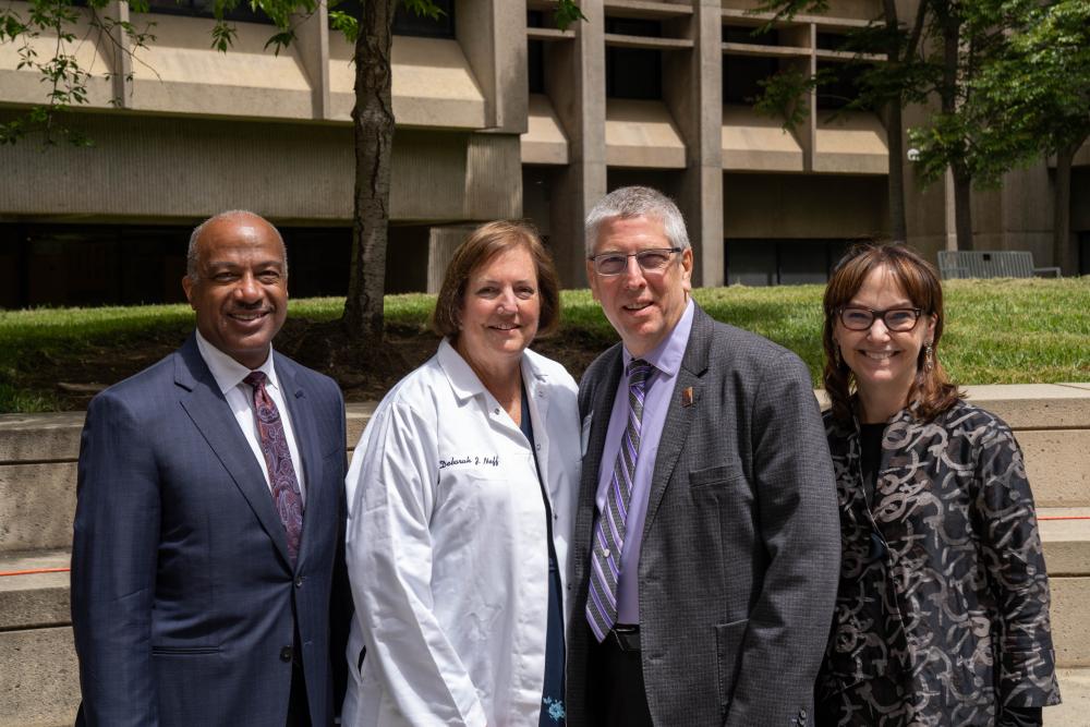 Chancellor Gary May, Deb Neff, Dean Mark Winey and CNS Director Kim McAllister