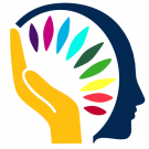 hand and head with vibrant petals